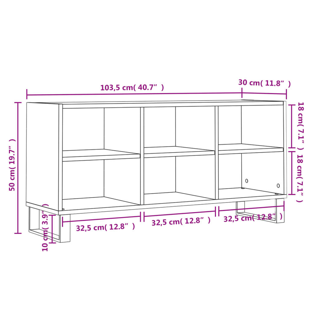 TV-Schrank Braun Eichen-Optik 103,5x30x50 cm Holzwerkstoff