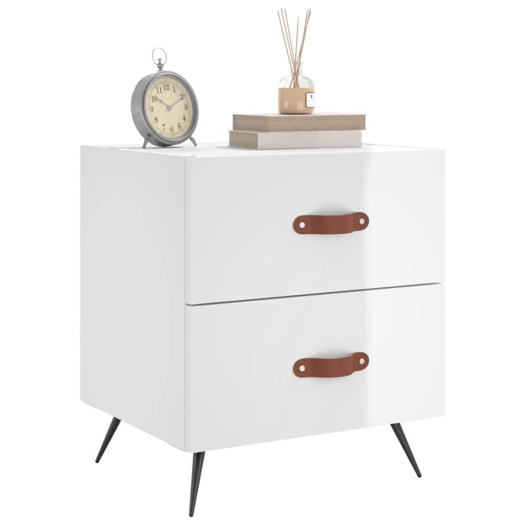 Nachttische 2 Stk. Hochglanz-Weiß 40x35x47,5 cm Holzwerkstoff