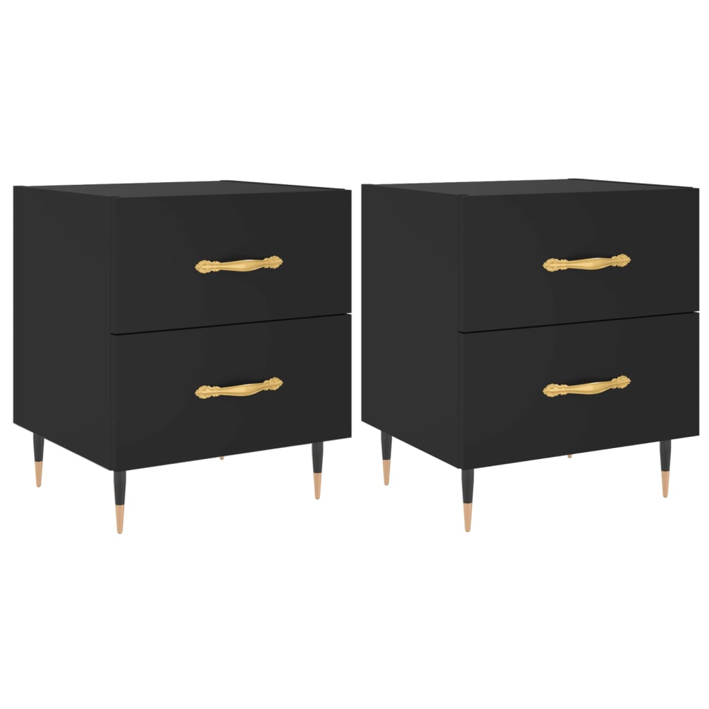 Nachttische 2 Stk. Schwarz 40x35x47,5 cm Holzwerkstoff