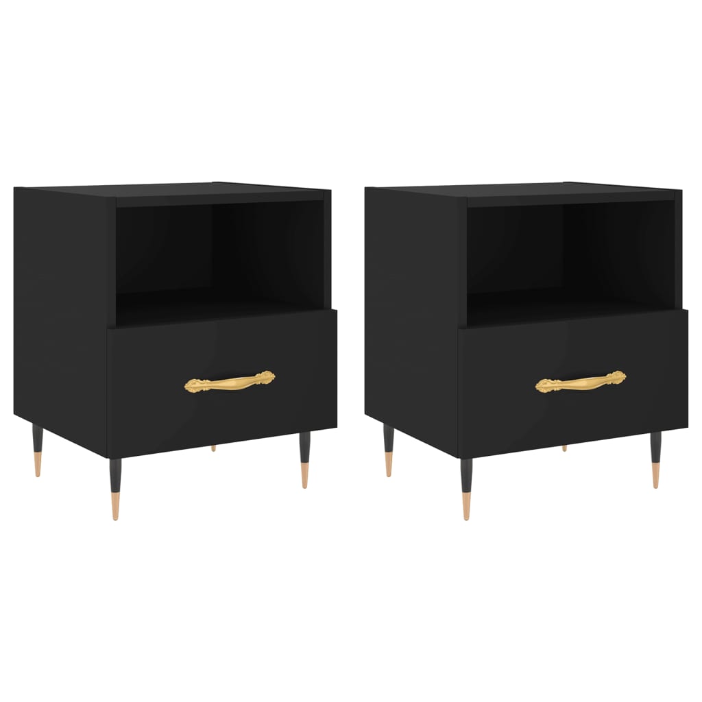 Nachttische 2 Stk. Schwarz 40x35x47,5 cm Holzwerkstoff