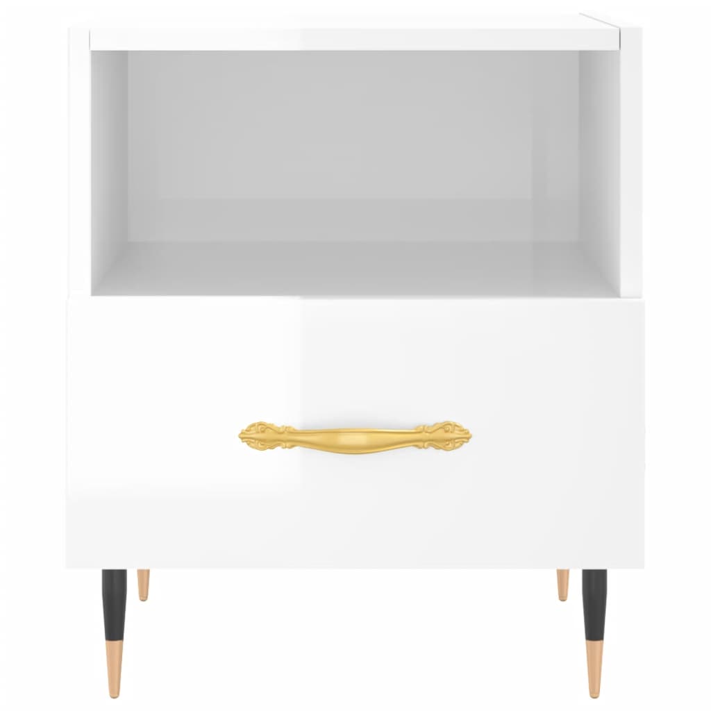 Nachttisch Hochglanz-Weiß 40x35x47,5 cm Holzwerkstoff