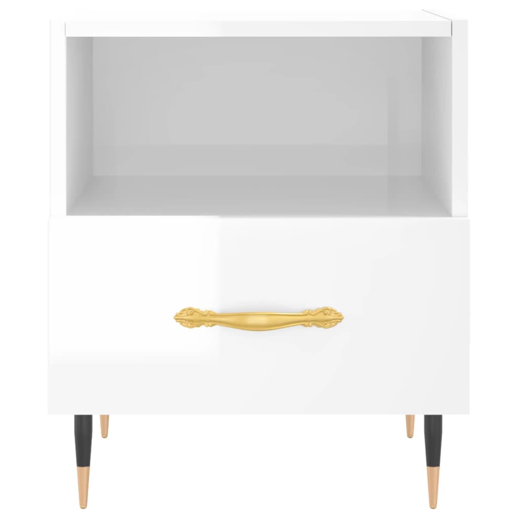 Nachttische 2 Stk. Hochglanz-Weiß 40x35x47,5 cm Holzwerkstoff