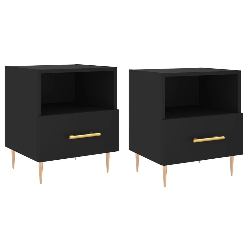 Nachttische 2 Stk. Schwarz 40x35x47,5 cm Holzwerkstoff