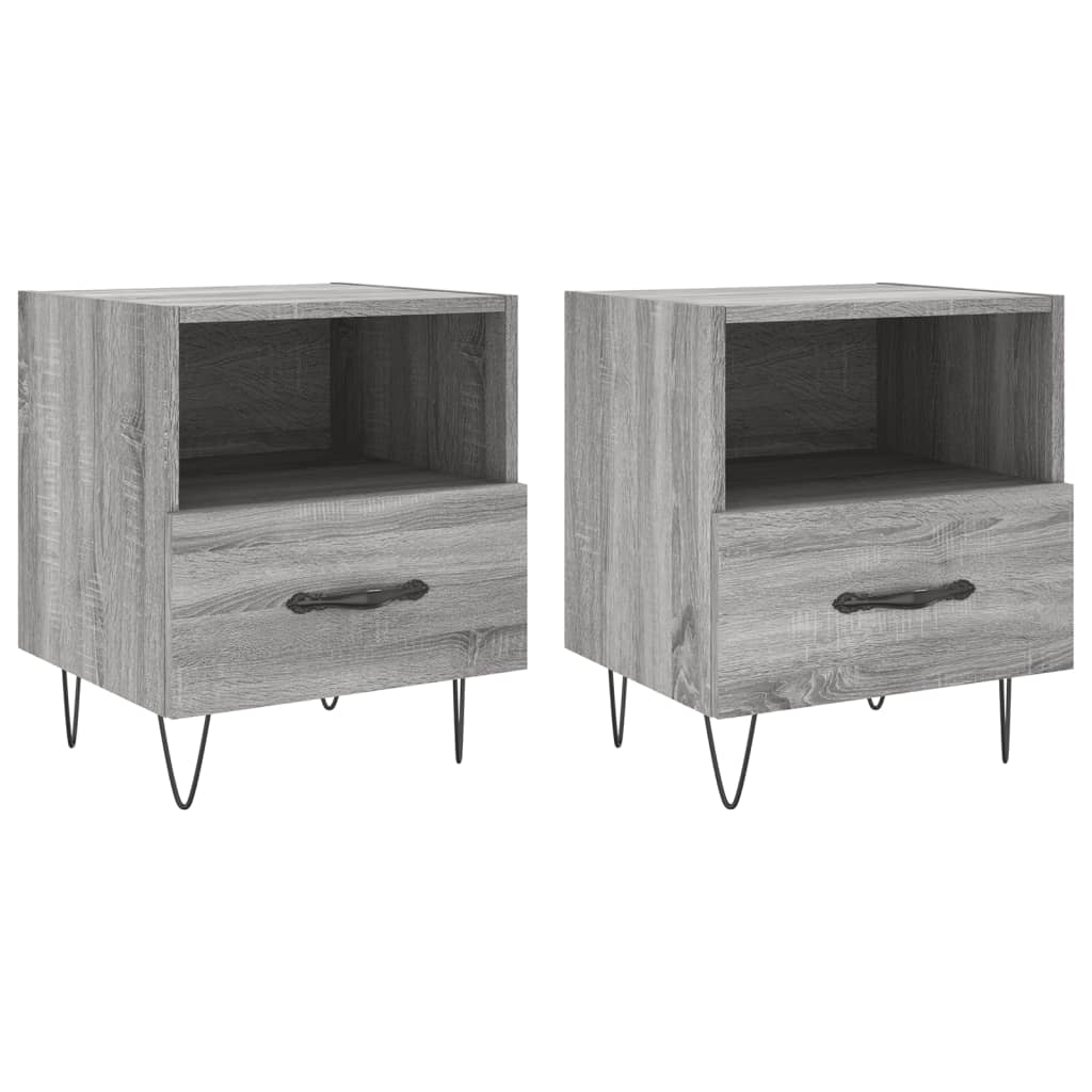 Nachttische 2 Stk. Grau Sonoma 40x35x47,5 cm Holzwerkstoff