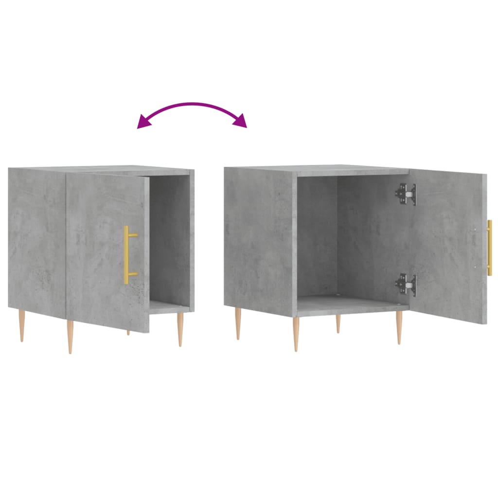Nachttische 2 Stk. Betongrau 40x40x50 cm Holzwerkstoff
