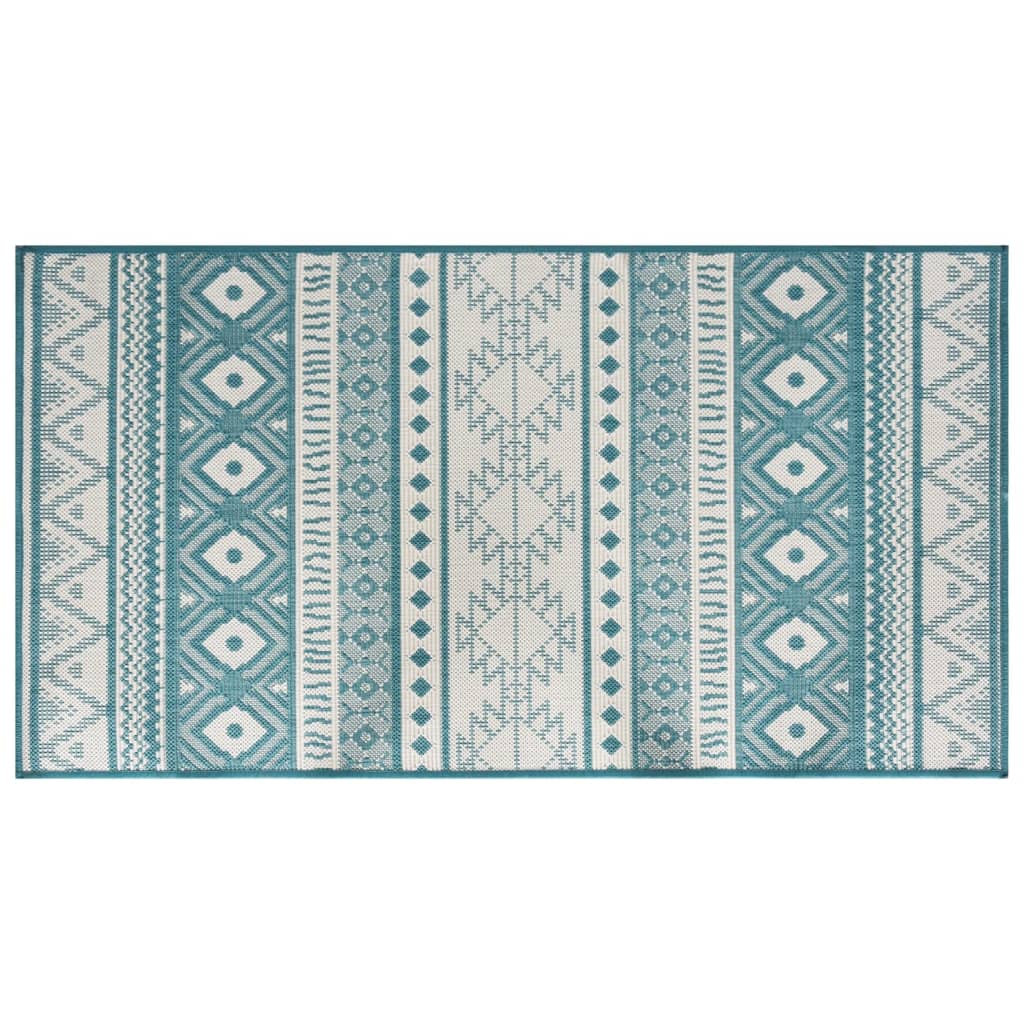 Outdoor-Teppich Aquablau und Weiß 100x200 cm