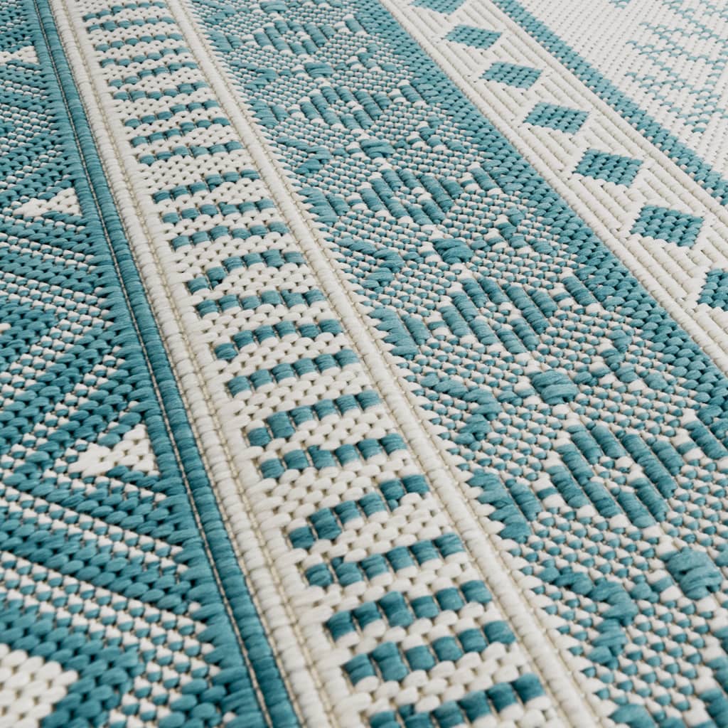 Outdoor-Teppich Aquablau und Weiß 100x200 cm