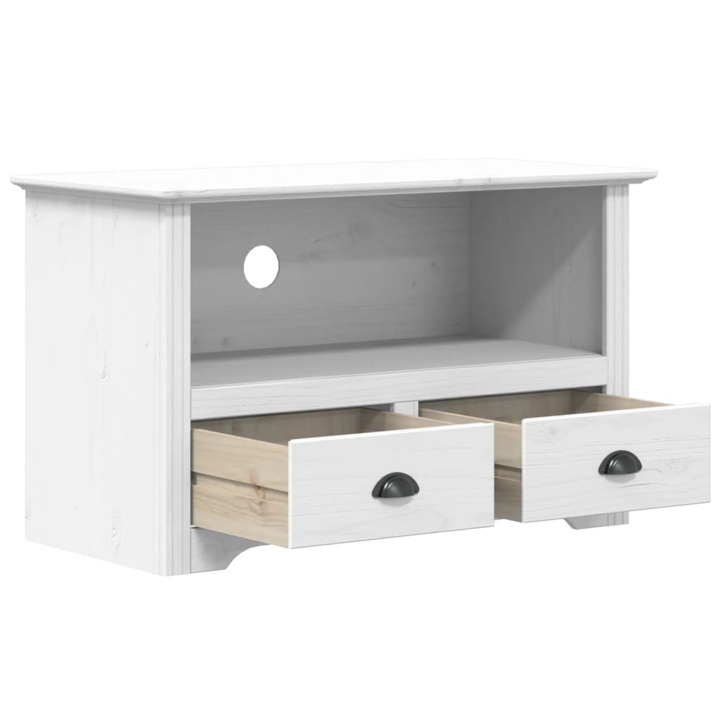 TV-Schrank mit 2 Schubladen Weiß 91x43x56 cm Massivholz Kiefer