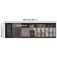 Thumbnail for Küchenteppich Waschbar Coffee Schwarz 45x150 cm Samt