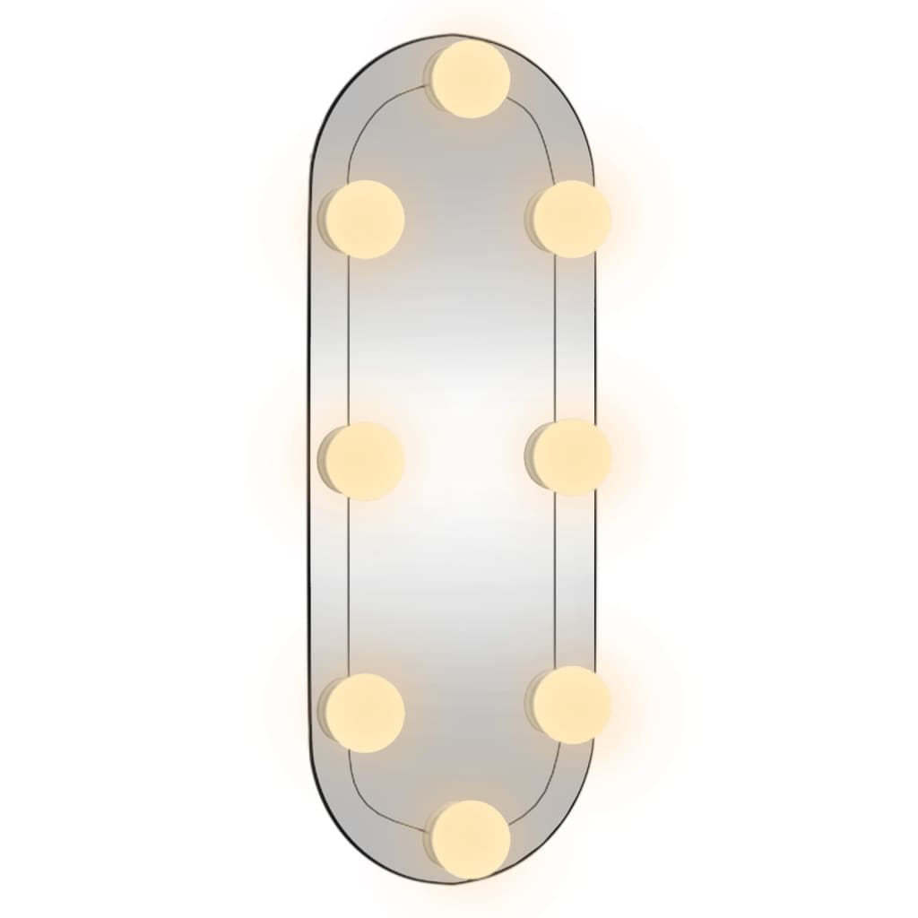 Wandspiegel mit LED-Leuchten 15x40 cm Glas Oval