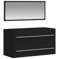 Thumbnail for Badschrank mit Spiegel Schwarz Holzwerkstoff