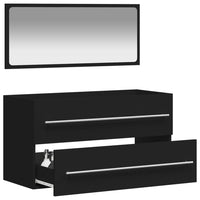 Thumbnail for Badschrank mit Spiegel Schwarz Holzwerkstoff