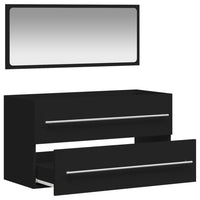 Thumbnail for Badschrank mit Spiegel Schwarz Holzwerkstoff