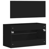 Thumbnail for Badschrank mit Spiegel Schwarz Holzwerkstoff