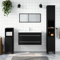Thumbnail for Badschrank mit Spiegel Schwarz Holzwerkstoff
