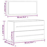 Thumbnail for Badschrank mit Spiegel Betongrau Holzwerkstoff