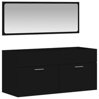 Thumbnail for Badschrank mit Spiegel Schwarz Holzwerkstoff