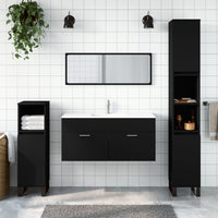 Thumbnail for Badschrank mit Spiegel Schwarz Holzwerkstoff