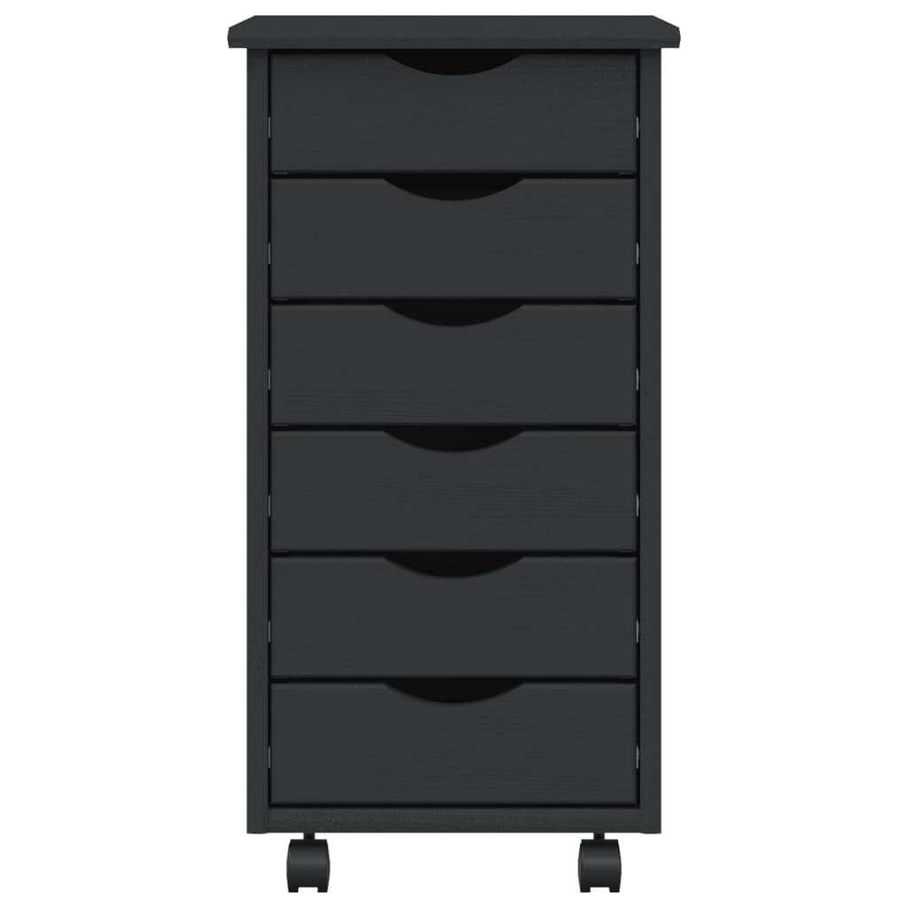 Rollschrank mit Schubladen MOSS Grau Massivholz Kiefer