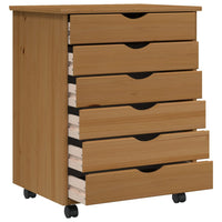 Thumbnail for Rollschrank mit Schubladen MOSS Honigbraun Massivholz Kiefer