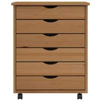 Thumbnail for Rollschrank mit Schubladen MOSS Honigbraun Massivholz Kiefer