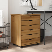 Thumbnail for Rollschrank mit Schubladen MOSS Honigbraun Massivholz Kiefer
