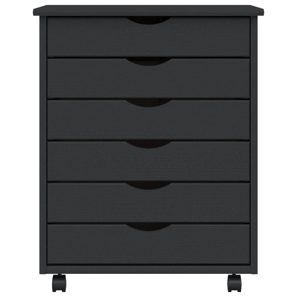 Rollschrank mit Schubladen MOSS Grau Massivholz Kiefer