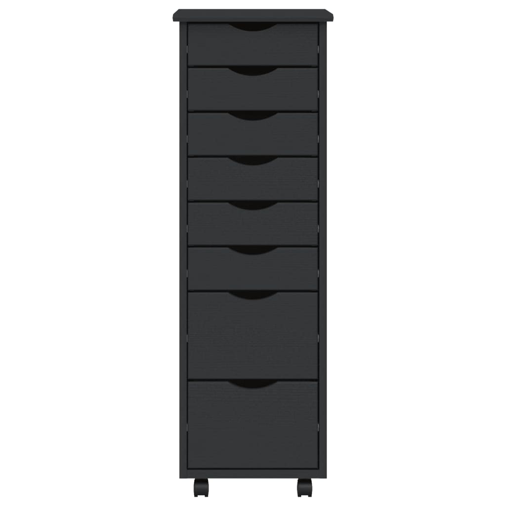 Rollschrank mit Schubladen MOSS Grau Massivholz Kiefer
