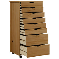 Thumbnail for Rollschrank mit Schubladen MOSS Honigbraun Massivholz Kiefer