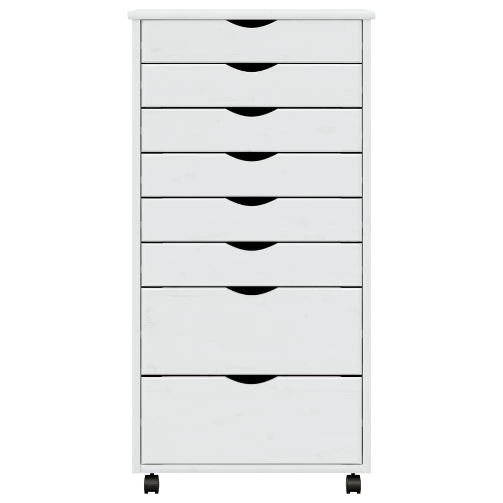 Rollschrank mit Schubladen MOSS Weiß Massivholz Kiefer
