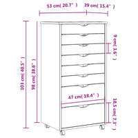 Thumbnail for Rollschrank mit Schubladen MOSS Weiß Massivholz Kiefer