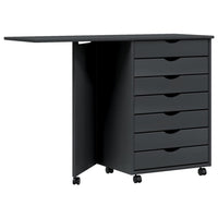 Thumbnail for Rollschrank mit Schreibtisch MOSS Grau Massivholz Kiefer