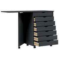 Thumbnail for Rollschrank mit Schreibtisch MOSS Grau Massivholz Kiefer