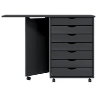 Thumbnail for Rollschrank mit Schreibtisch MOSS Grau Massivholz Kiefer