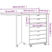 Thumbnail for Rollschrank mit Schreibtisch MOSS Grau Massivholz Kiefer