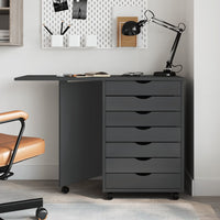 Thumbnail for Rollschrank mit Schreibtisch MOSS Grau Massivholz Kiefer