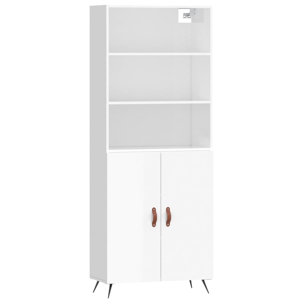 Highboard Hochglanz-Weiß 69,5x34x180 cm Holzwerkstoff