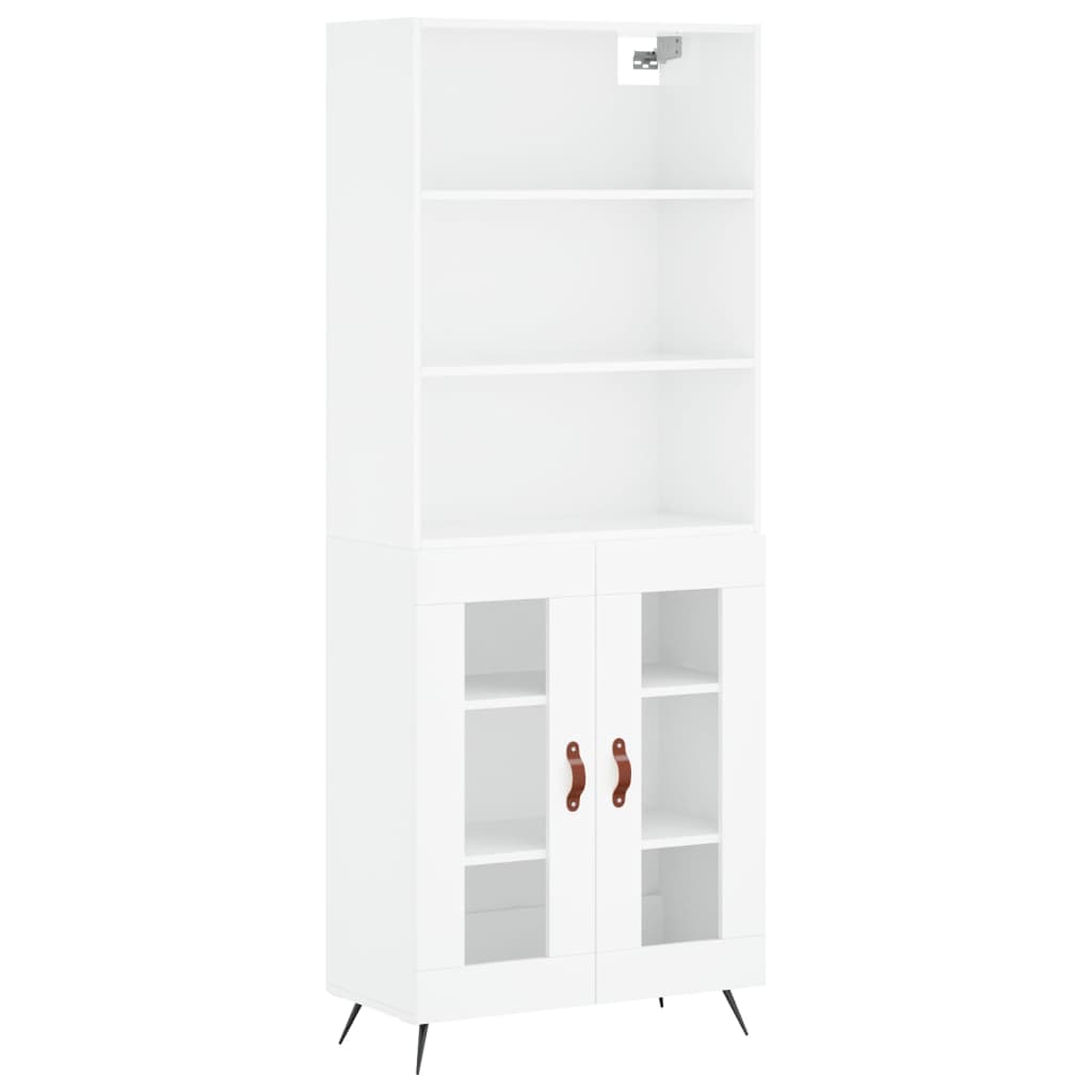 Highboard Hochglanz-Weiß 69,5x34x180 cm Holzwerkstoff