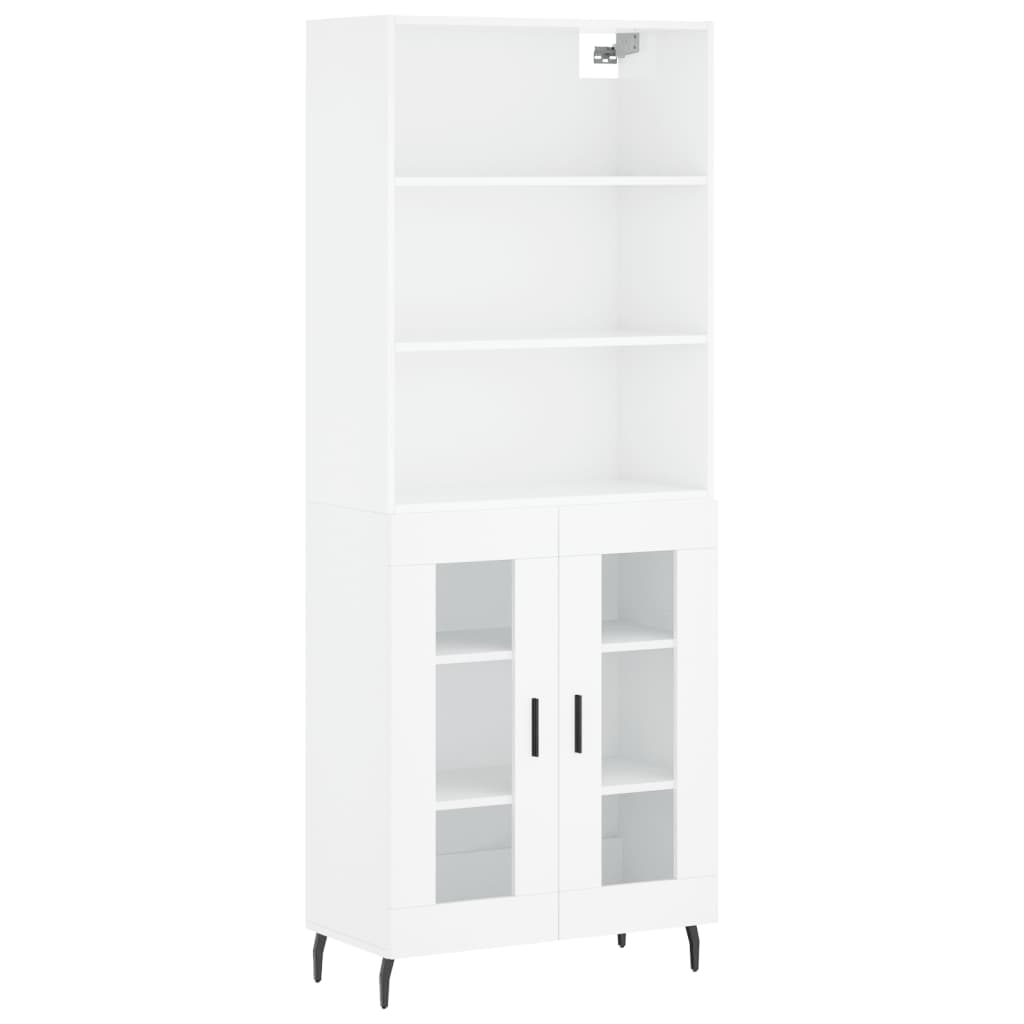 Highboard Hochglanz-Weiß 69,5x34x180 cm Holzwerkstoff