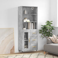 Thumbnail for Highboard Betongrau 69,5x34x180 cm Holzwerkstoff