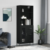 Thumbnail for Highboard Schwarz 69,5x34x180 cm Holzwerkstoff