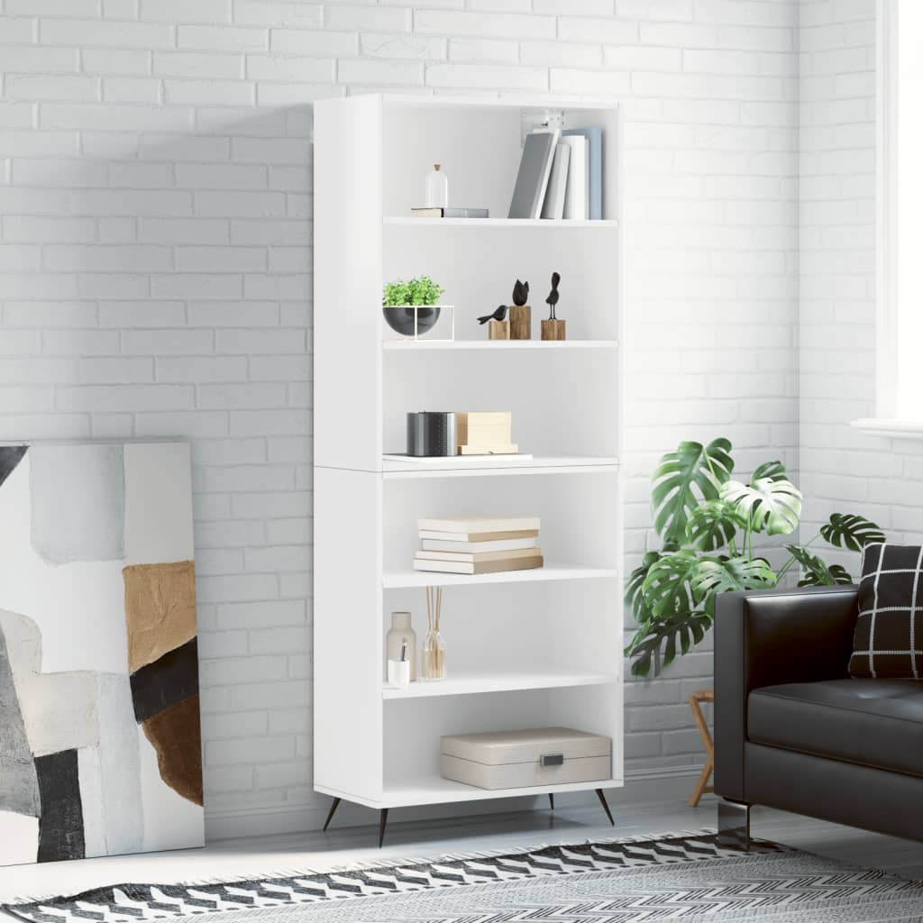 Highboard Hochglanz-Weiß 69,5x32,5x180 cm Holzwerkstoff