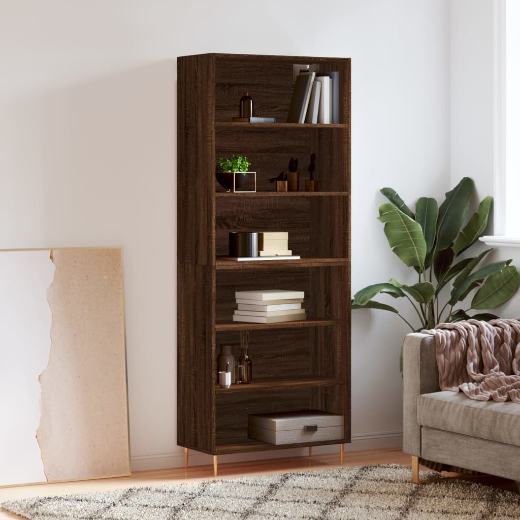 Highboard Braun Eichen-Optik 69,5x32,5x180 cm Holzwerkstoff