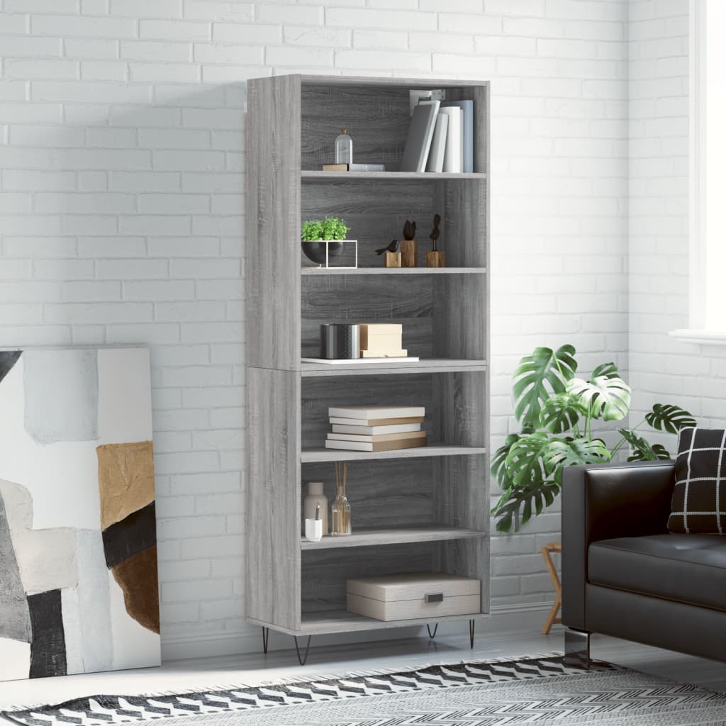Highboard Grau Sonoma 69,5x32,5x180 cm Holzwerkstoff