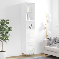 Thumbnail for Highboard Hochglanz-Weiß 34,5x34x180 cm Holzwerkstoff