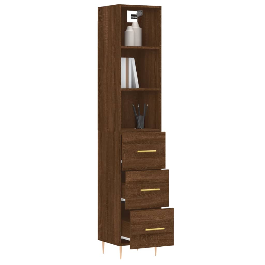 Highboard Braun Eichen-Optik 34,5x34x180 cm Holzwerkstoff