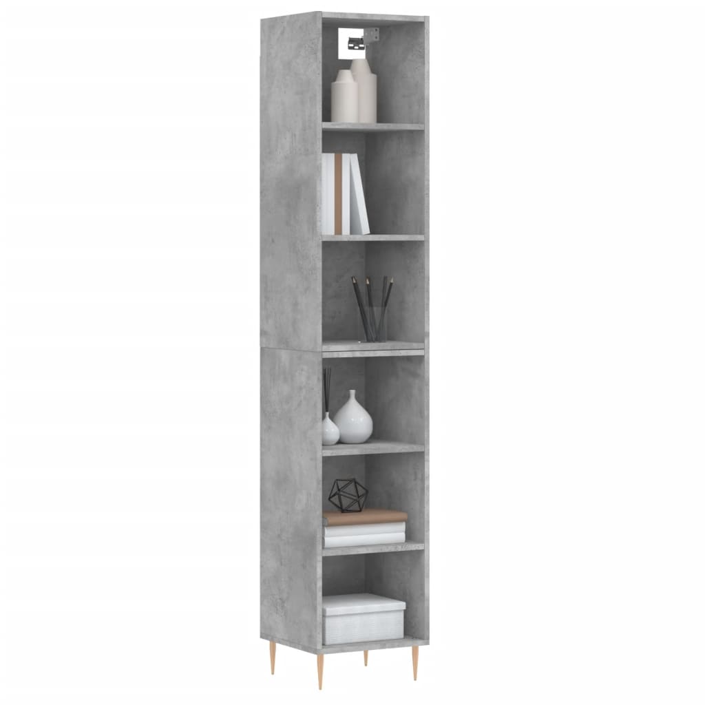 Highboard Betongrau 34,5x32,5x180 cm Holzwerkstoff
