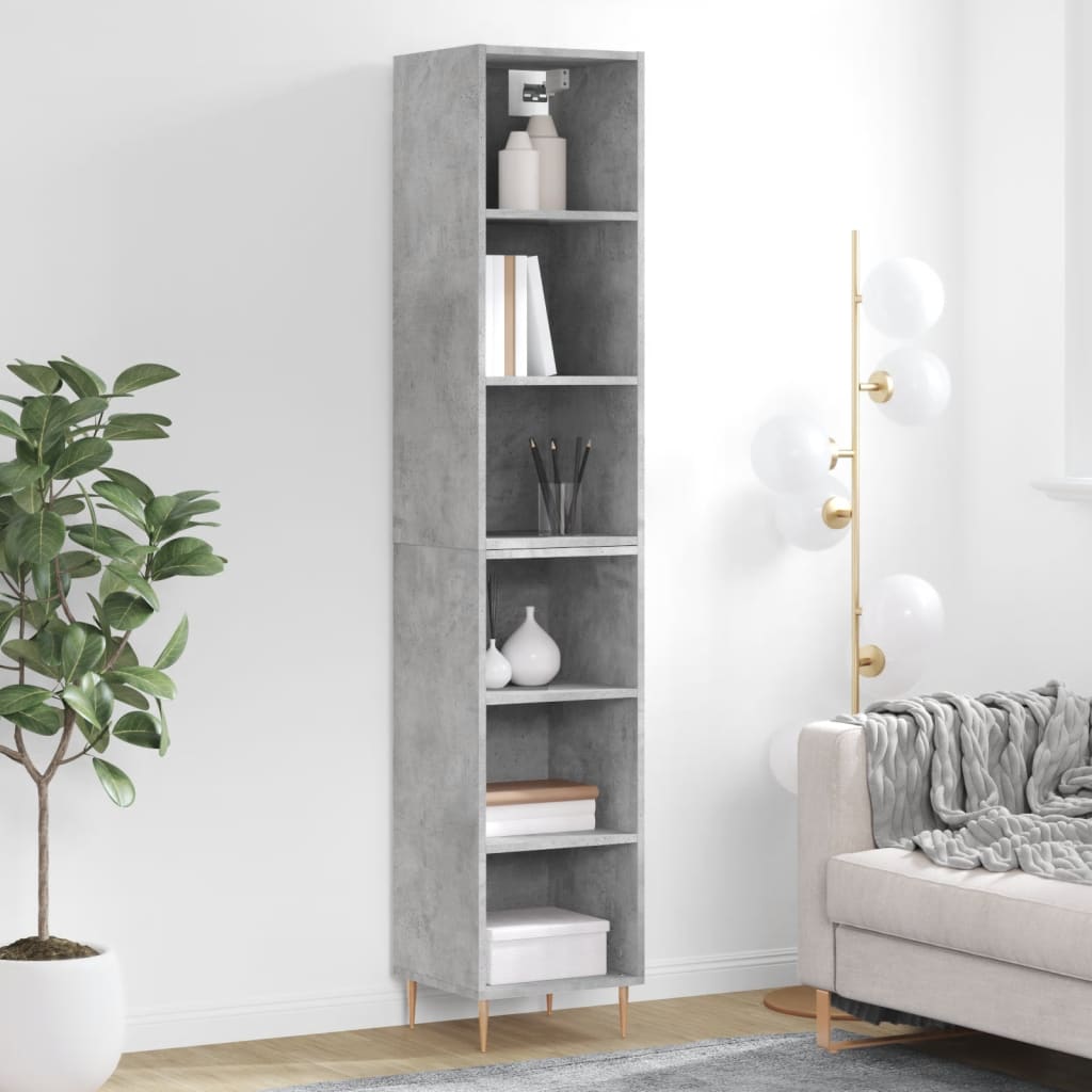 Highboard Betongrau 34,5x32,5x180 cm Holzwerkstoff