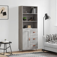 Thumbnail for Highboard Grau Sonoma 69,5x34x180 cm Holzwerkstoff