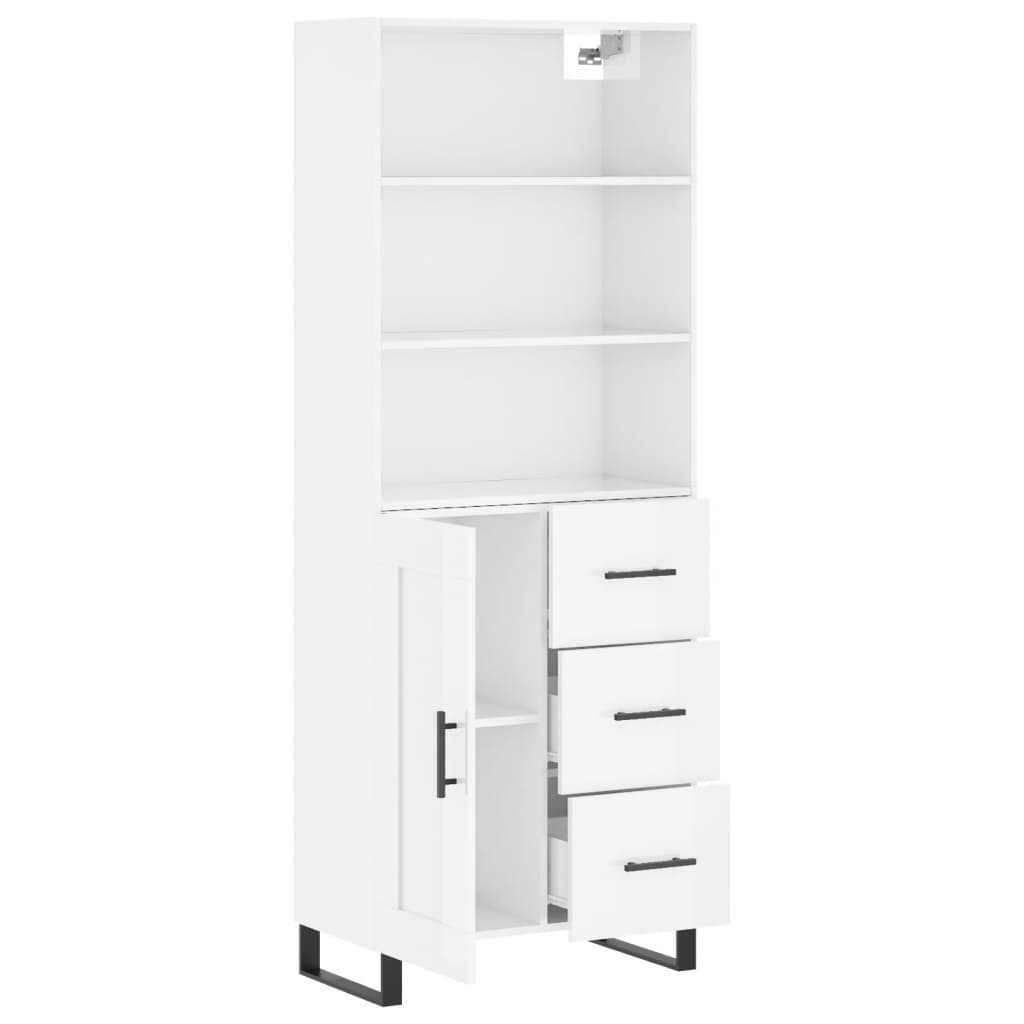 Highboard Hochglanz-Weiß 69,5x34x180 cm Holzwerkstoff
